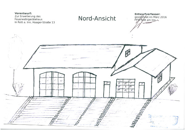 Erweiterungsbau Rotter Feuerwehr - Nord-Ansicht Erweiterungsbau Rotter Feuerwehr