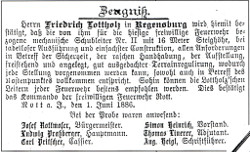 Zeugnis Schiebeleiter 1886