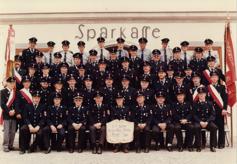 Gruppenbild der Aktiven Wehr Rott a. Inn 1985